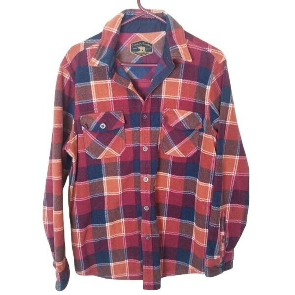 Freedom Foundry Mens Flannel Shirt Sz L Checker Gorpcore Utility Outdoor Rugged
